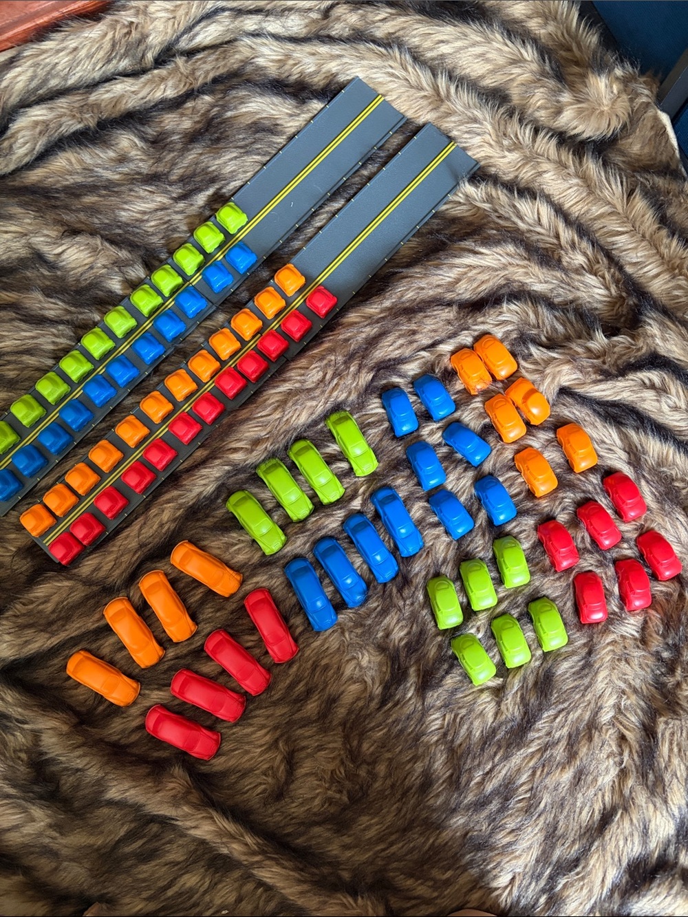 Learning Resources Mini Toy Car Counter Set With Road Red, Blue, Green & Orange